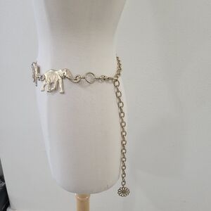 Vintage Gold Tone Elephant Chain Belt